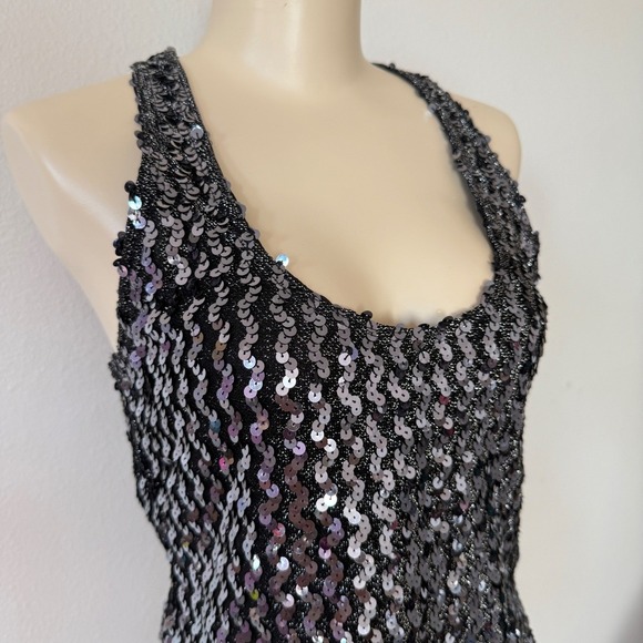 VTG Sparkly Sequin Halter Top M Sleeveless Glittery Party Night Club Disco Y2K - Picture 8 of 15